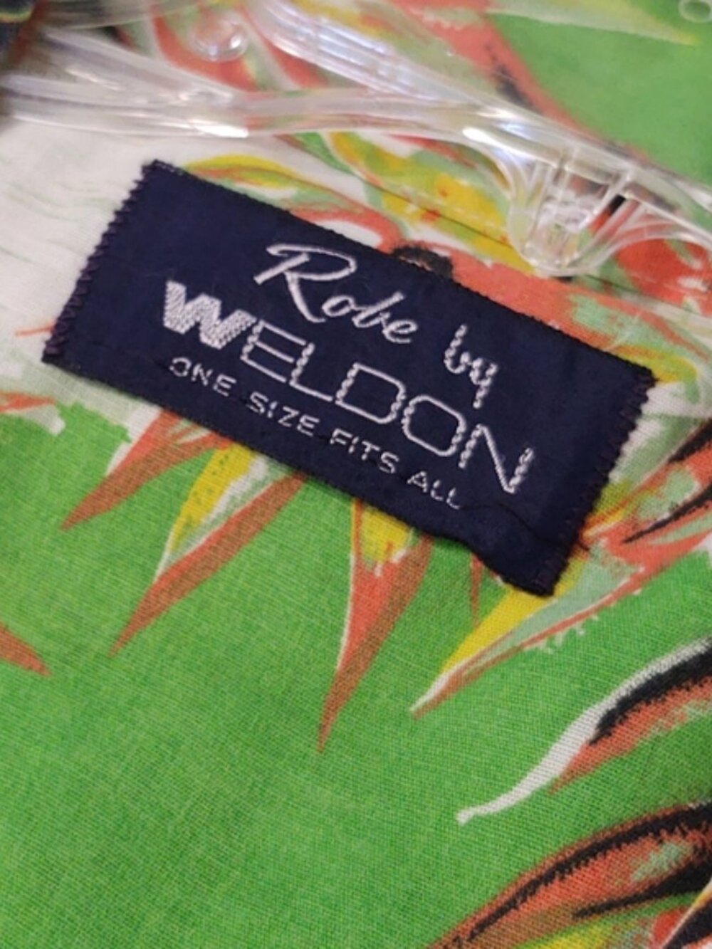 VINTAGE Tropical Print Robe By Weldon One Size - Picture 5 of 9